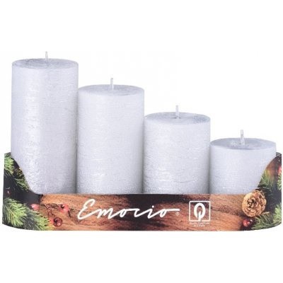 Svíčky advent. Stříbrná 4 x stupňované,  | Svíčky, svícny a lampové oleje